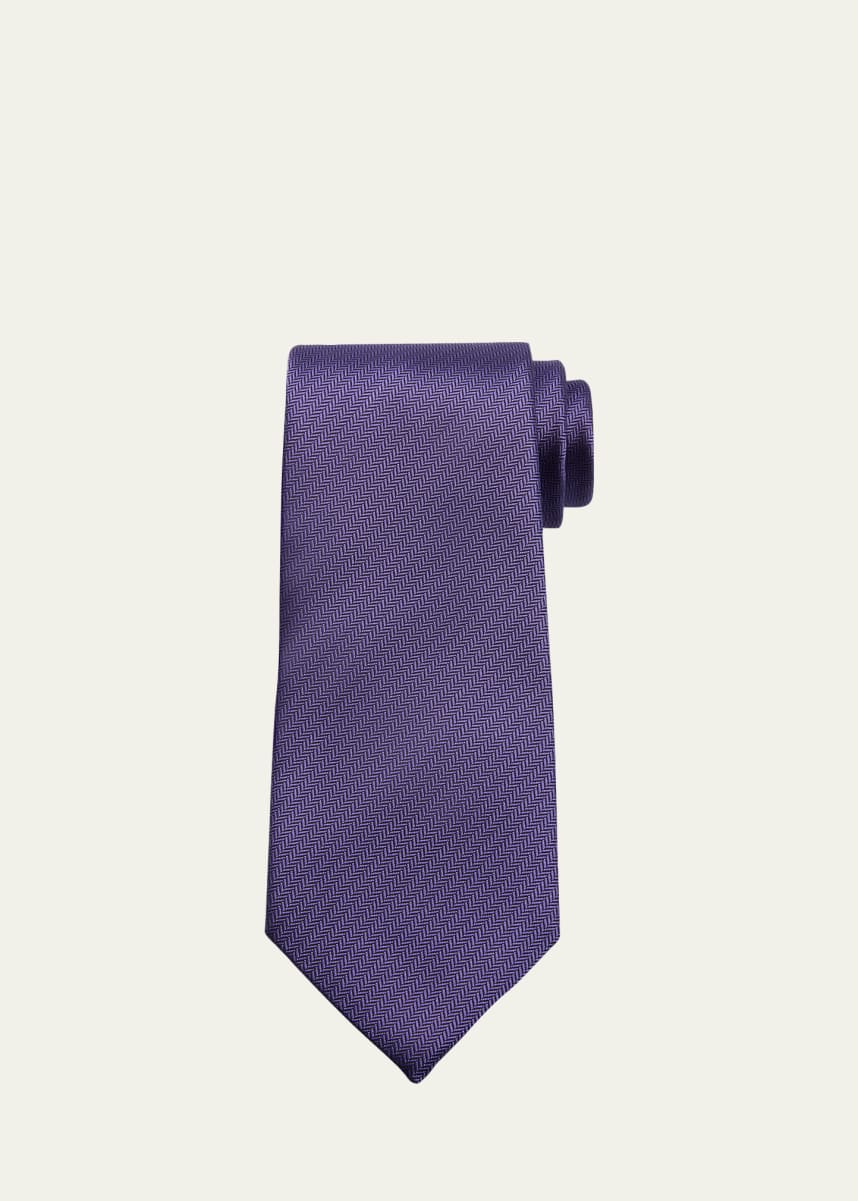Charvet Men's Herringbone Silk Tie