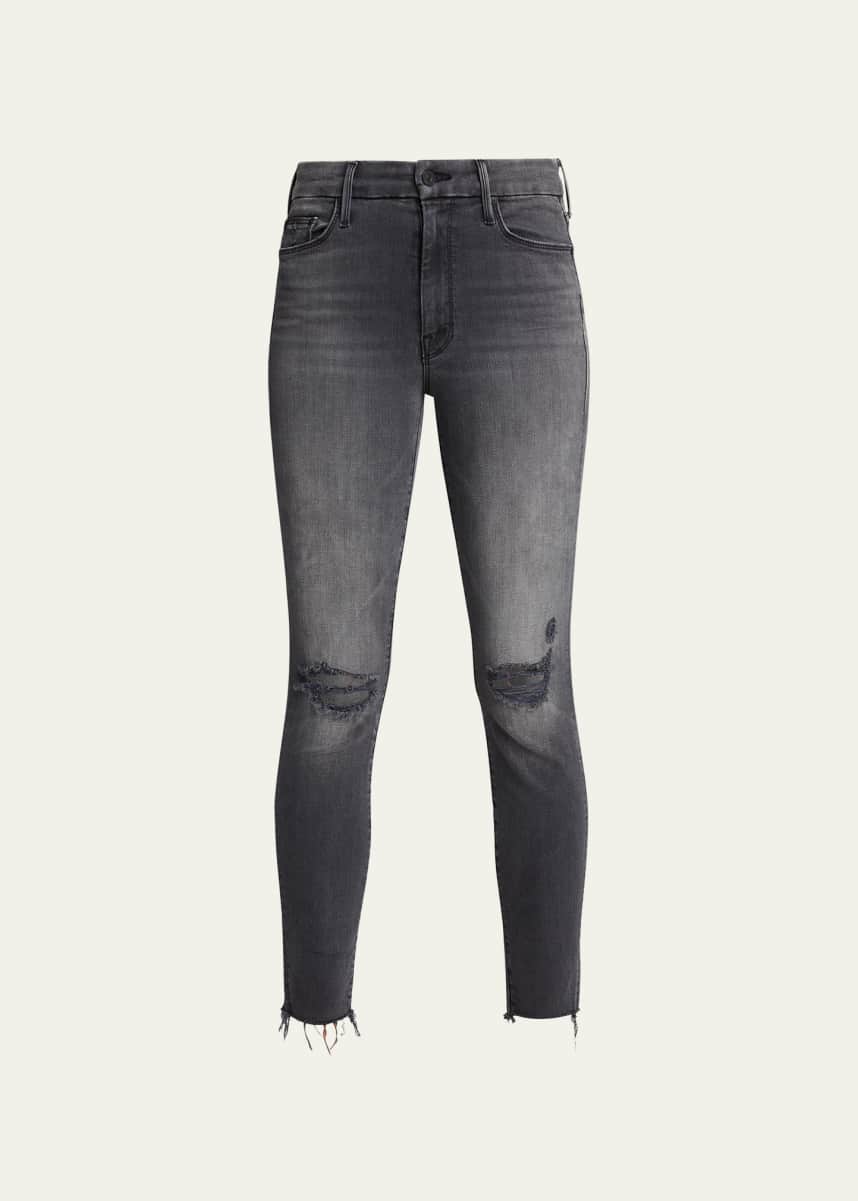 MOTHER Looker Ankle Fray Distressed Jeans
