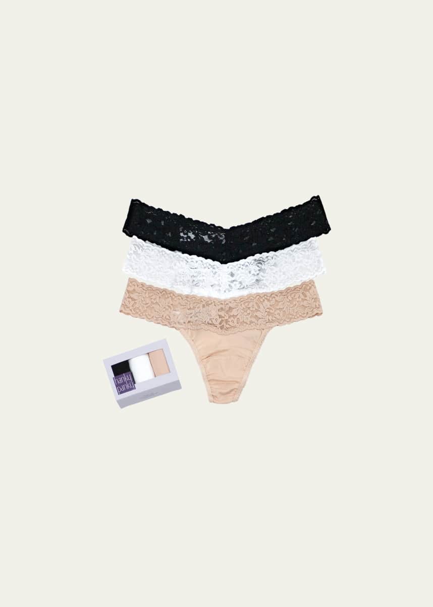 Hanky Panky Three-Pack Low-Rise Organic Cotton Thongs