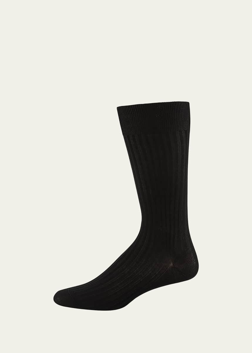 Pantherella Men's Danvers Ribbed Cotton Mid-Calf Socks