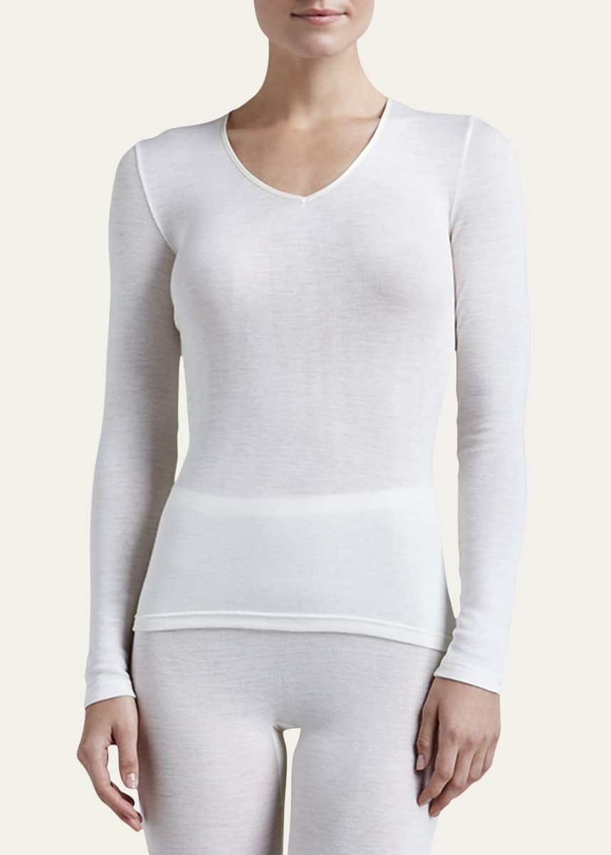 Hanro Wool & Silk Blend V-Neck Top