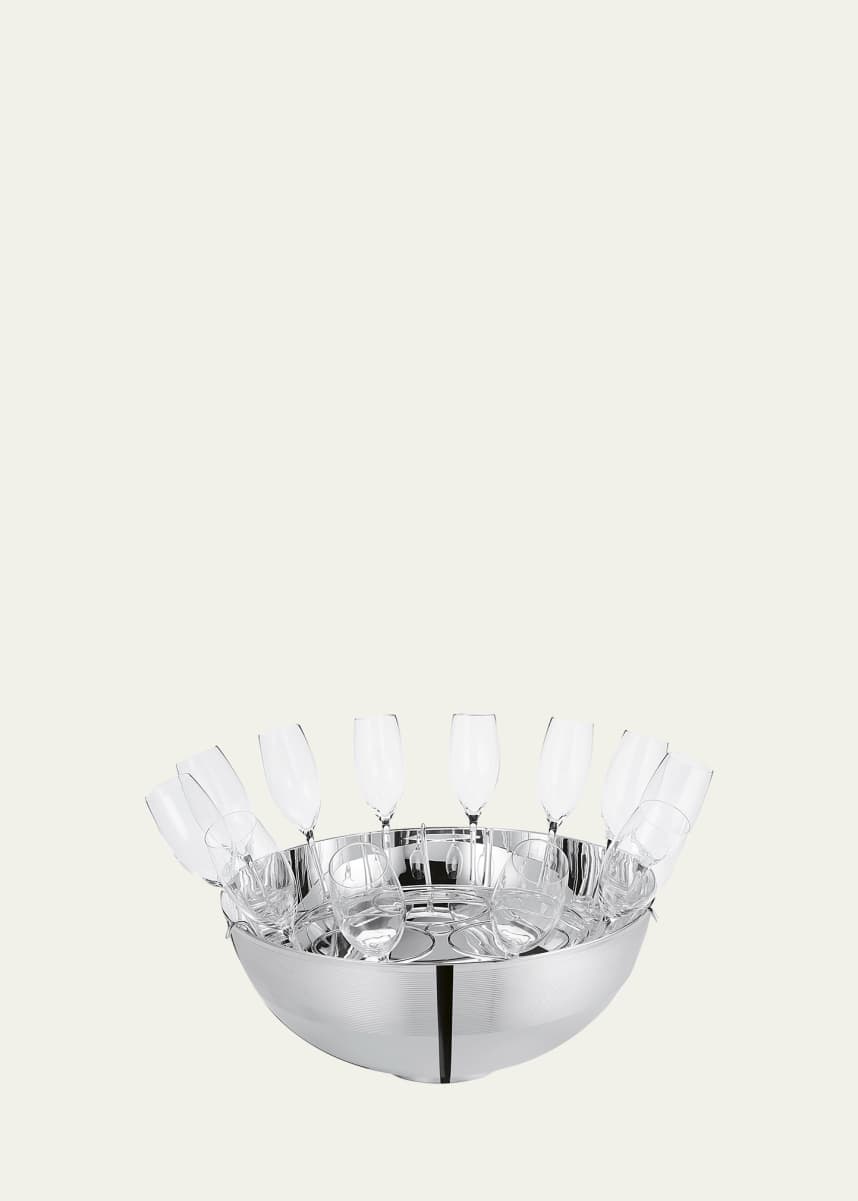 Ercuis Champagne Flute Glasses and Bucket, Set of 12