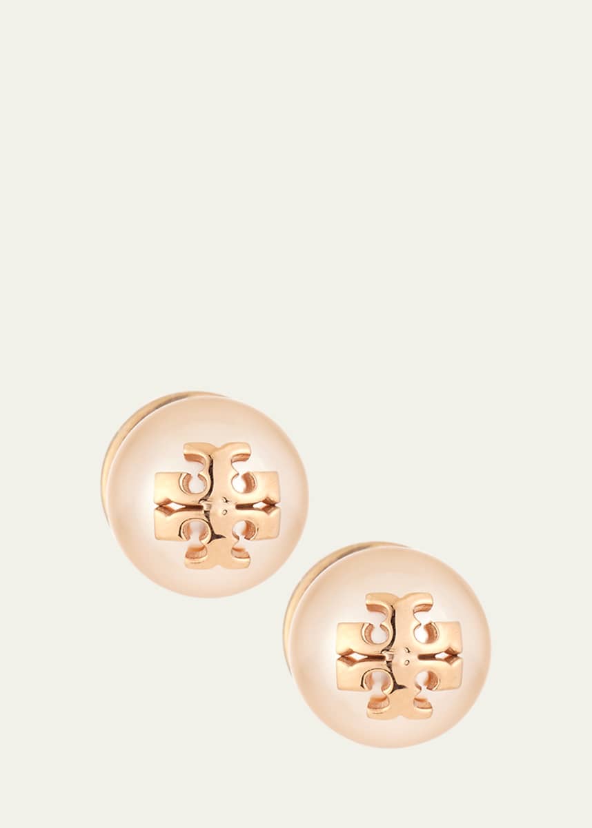 Tory Burch Pearly Logo Stud Earrings