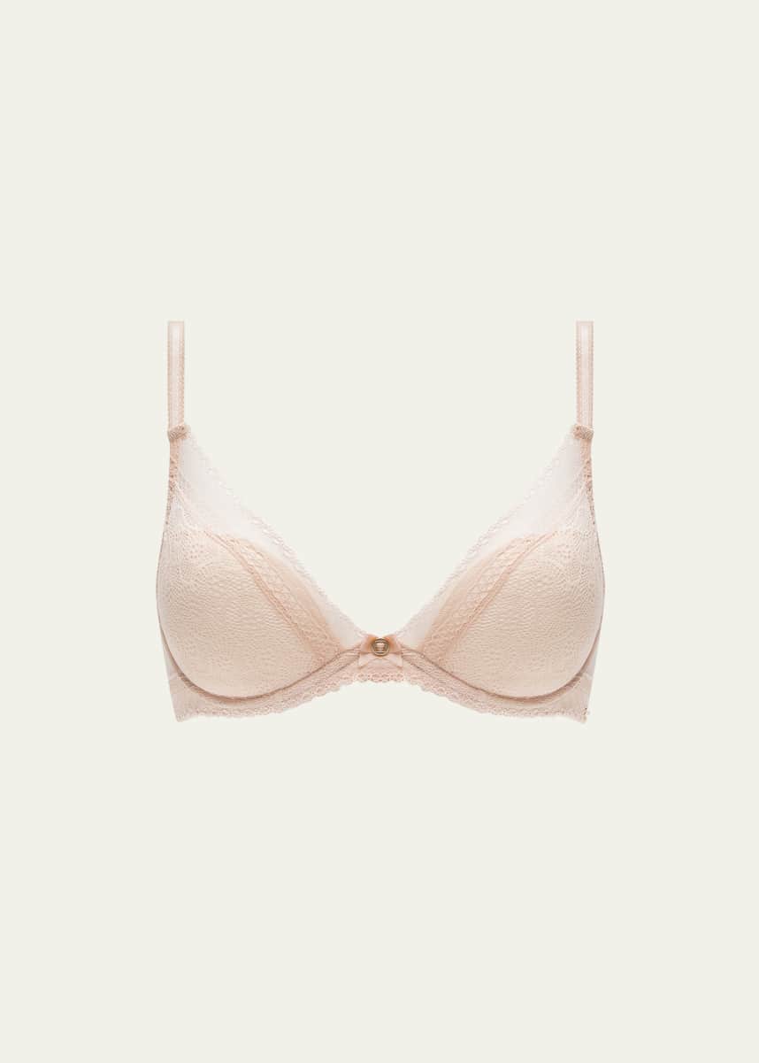 Chantelle Festivite Lace Plunge Bra, Bright Pink
