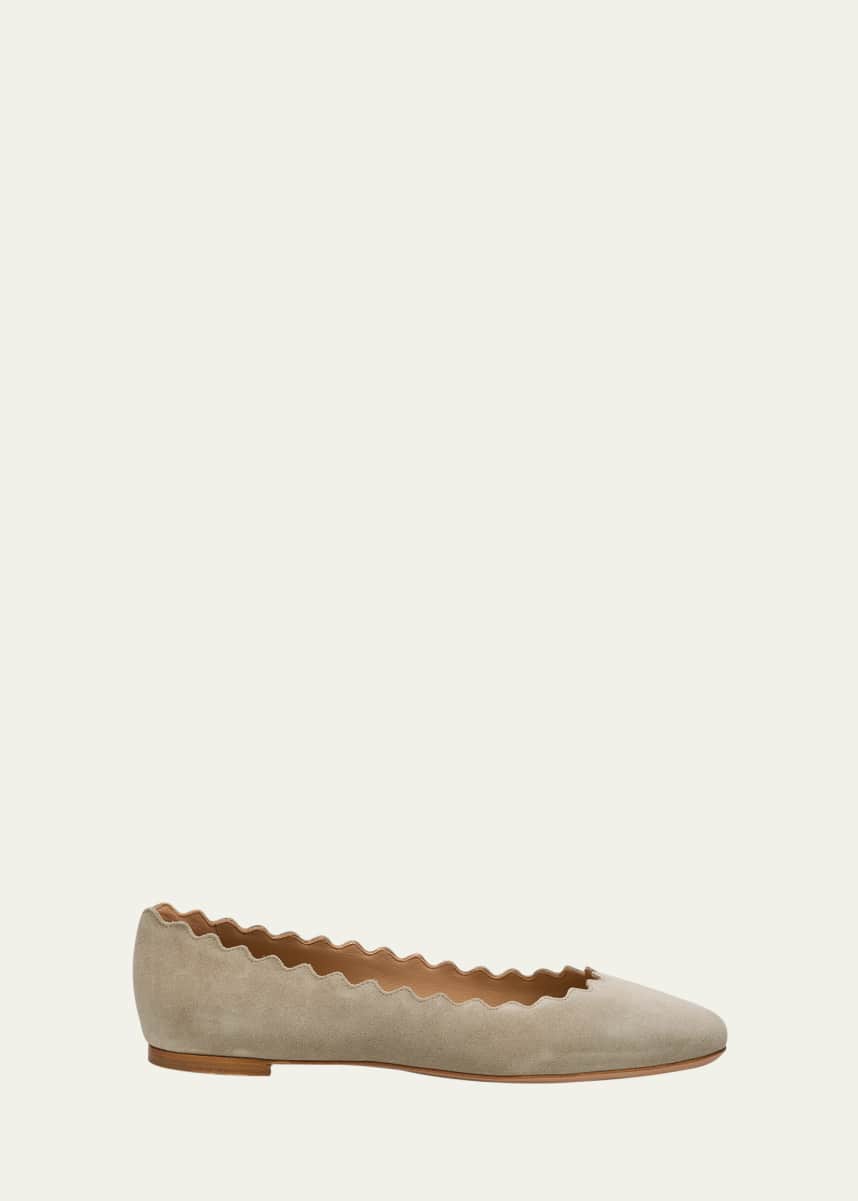 Chloe Scalloped Suede Ballet Flats