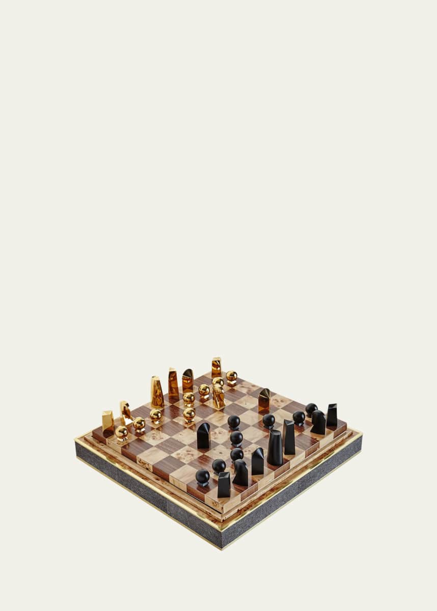 AERIN Faux Shagreen Chess Set