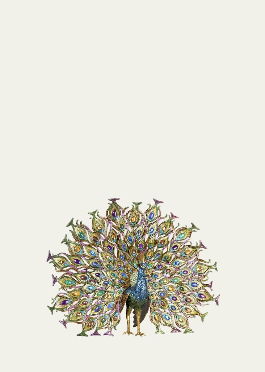 Jay Strongwater Stanton Fan Tail Peacock Figurine