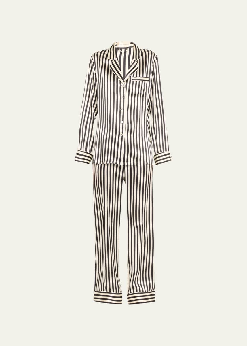 Olivia von Halle Lila Nika Striped Silk Long Pajama Set