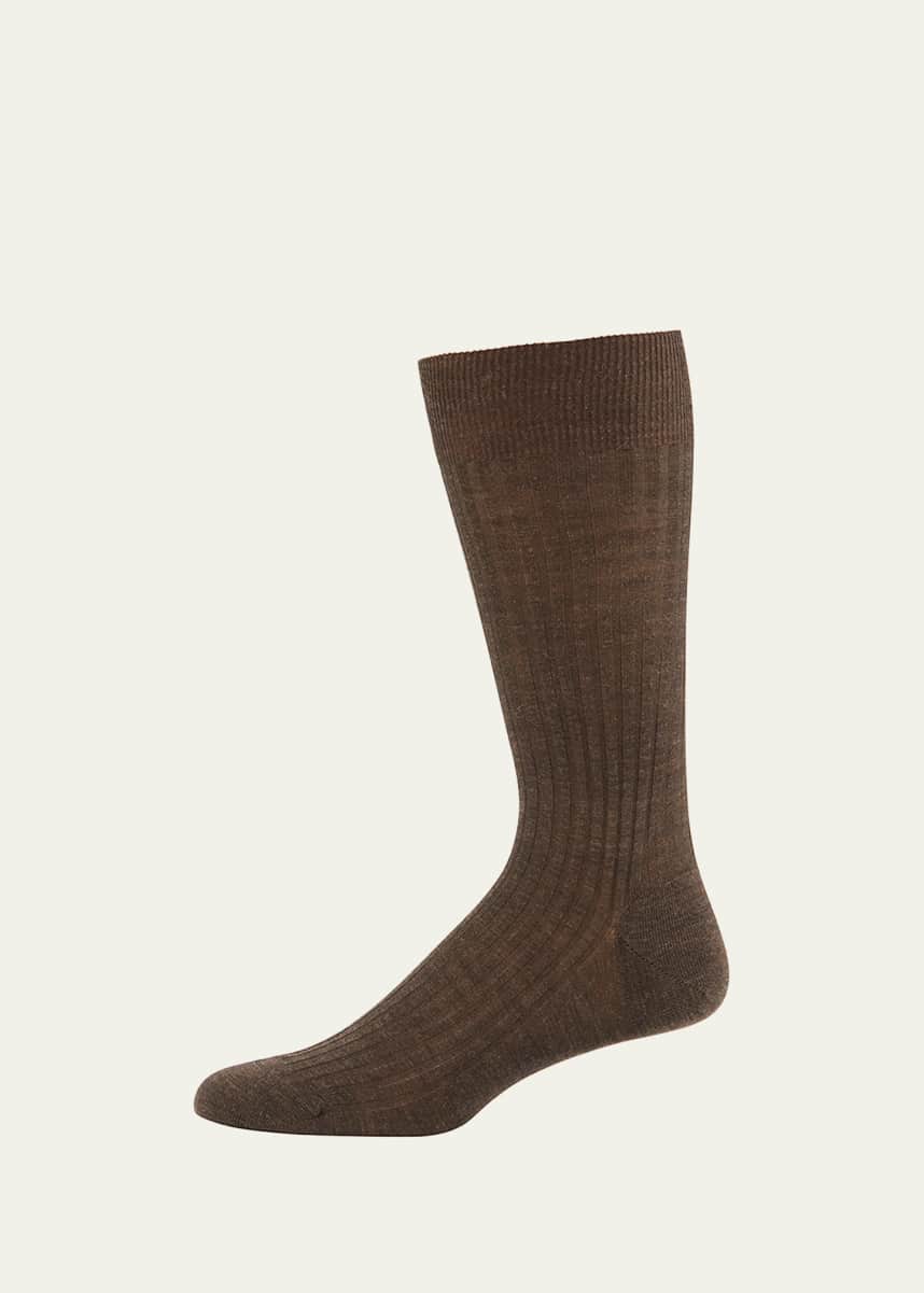 Pantherella Men's Laburnum Ribbed Wool Mid-Calf Socks