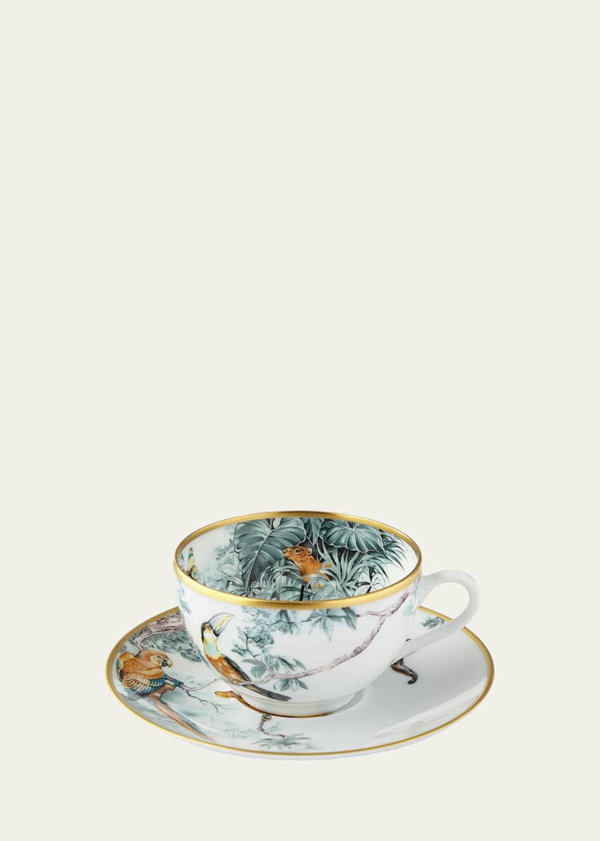 Hermes Carnets d' Equateur Birds Tea Cup & Saucer