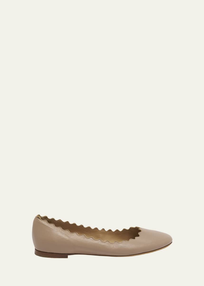 Chloe Lauren Scalloped Leather Ballet Flats