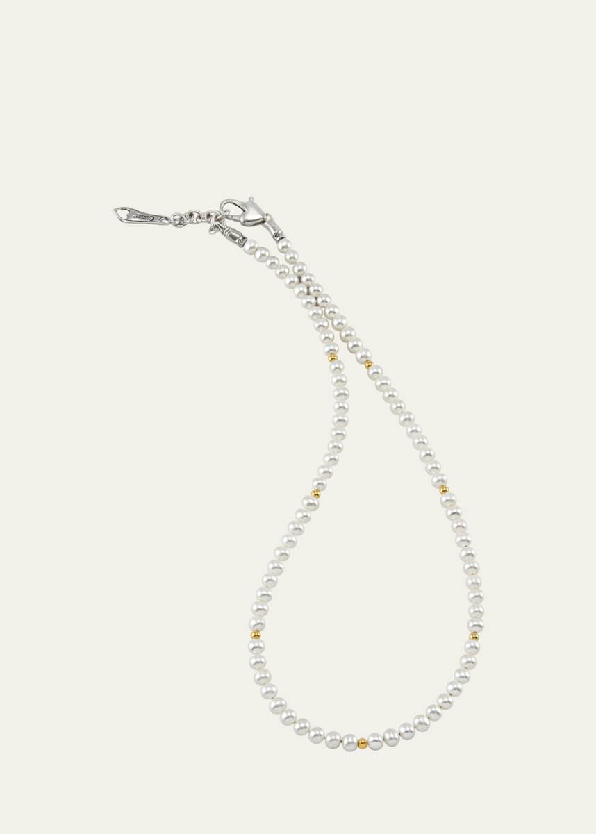 Lagos Kinder Pearl Necklace with 18k Gold Cavier Beaded Accents