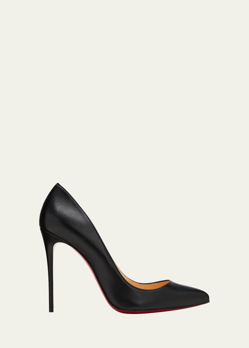 Christian Louboutin Pigalle Follies Leather 100mm Red Sole High-Heel Pumps, Black