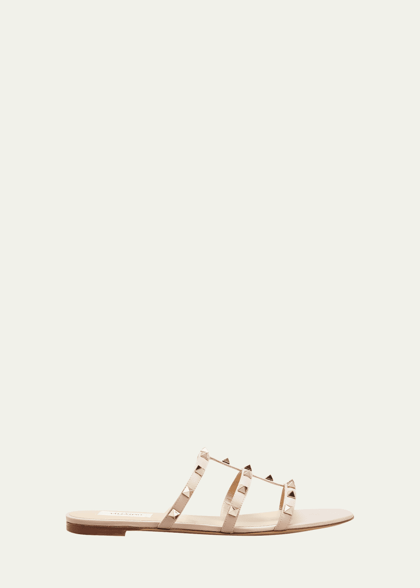 Valentino Garavani Rockstud Caged Flat Slide Sandals