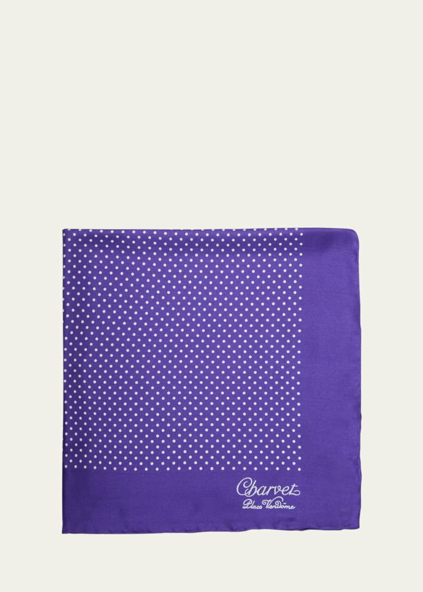 Charvet Men's Silk Dot-Print Pocket Square