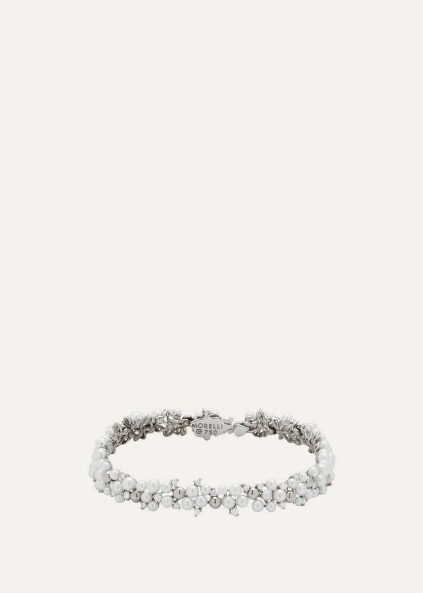 Paul Morelli White Gold LaGrange Pearl Link Bracelet With Diamonds