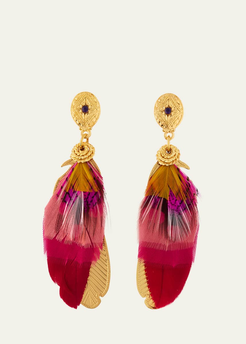 Gas Bijoux Sao Feather Drop Earrings