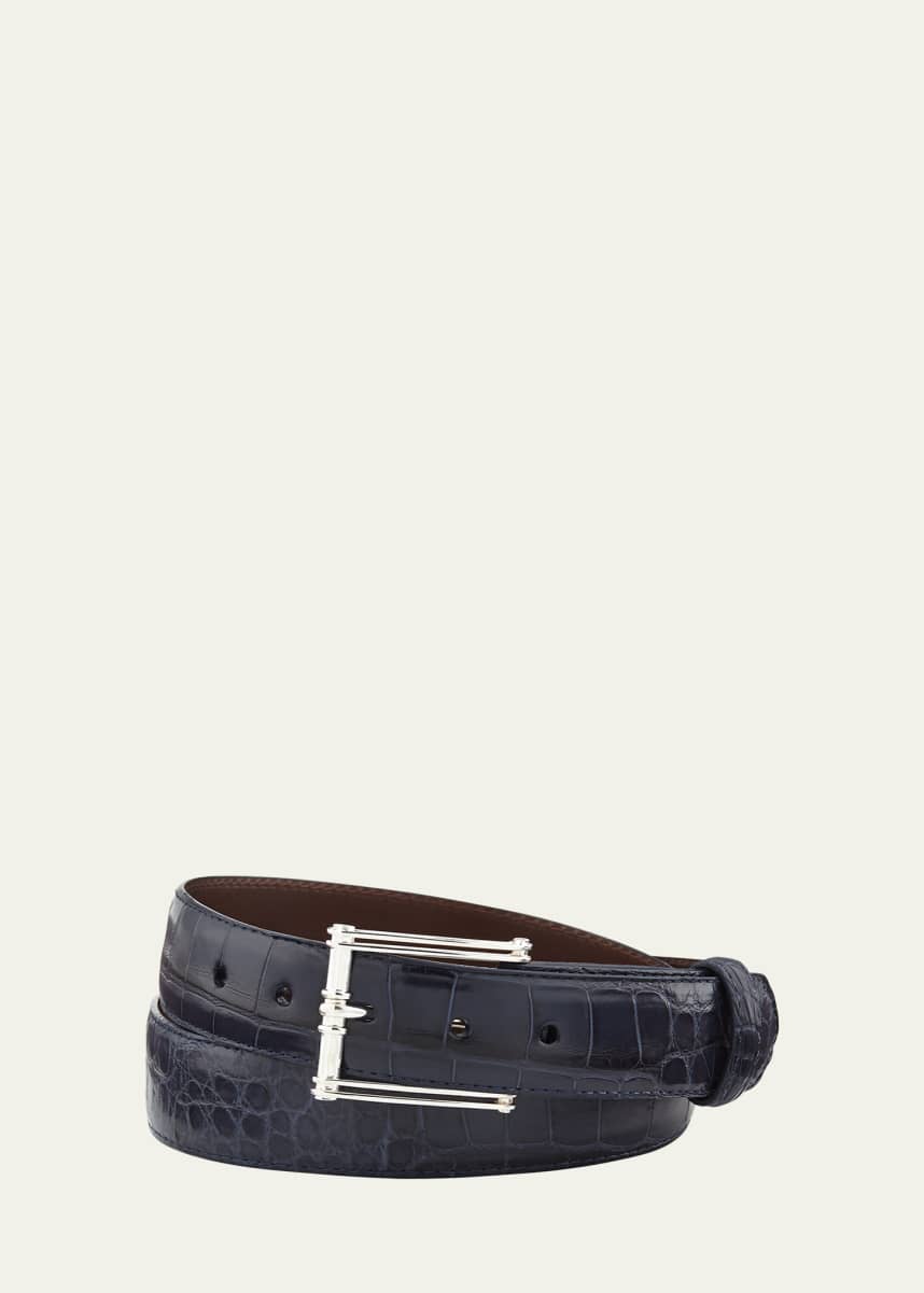 W. Kleinberg Matte Alligator Belt with Sterling Silver Buckle (Made to Order)