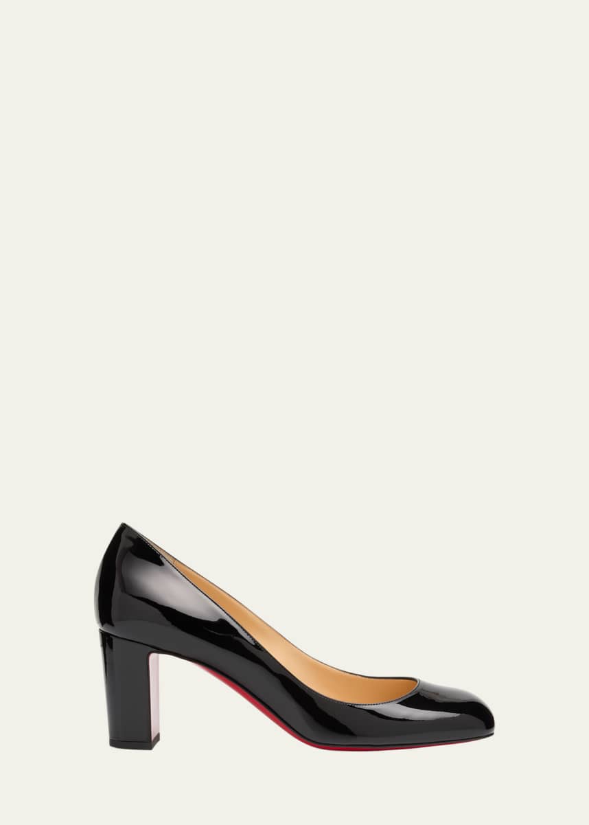 Christian Louboutin Cadrilla Patent Block-Heel Red Sole Pump