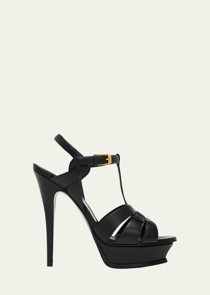 Saint Laurent Tribute Leather 105mm Platform Sandals