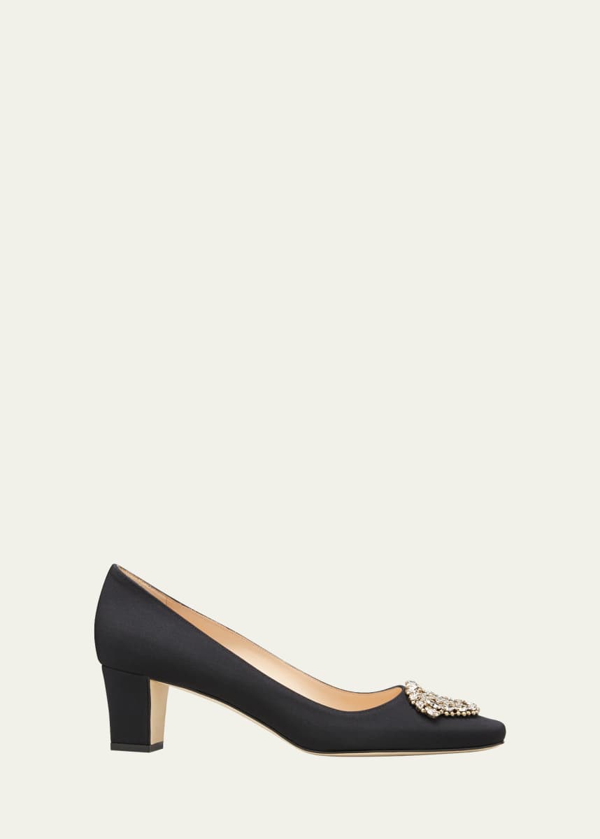 Manolo Blahnik Okkato Low-Heel Crepe Pumps