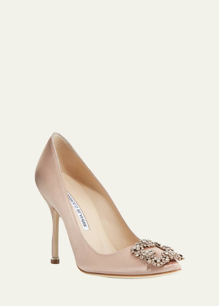 Manolo Blahnik Hangisi 105mm Satin High-Heel Pumps