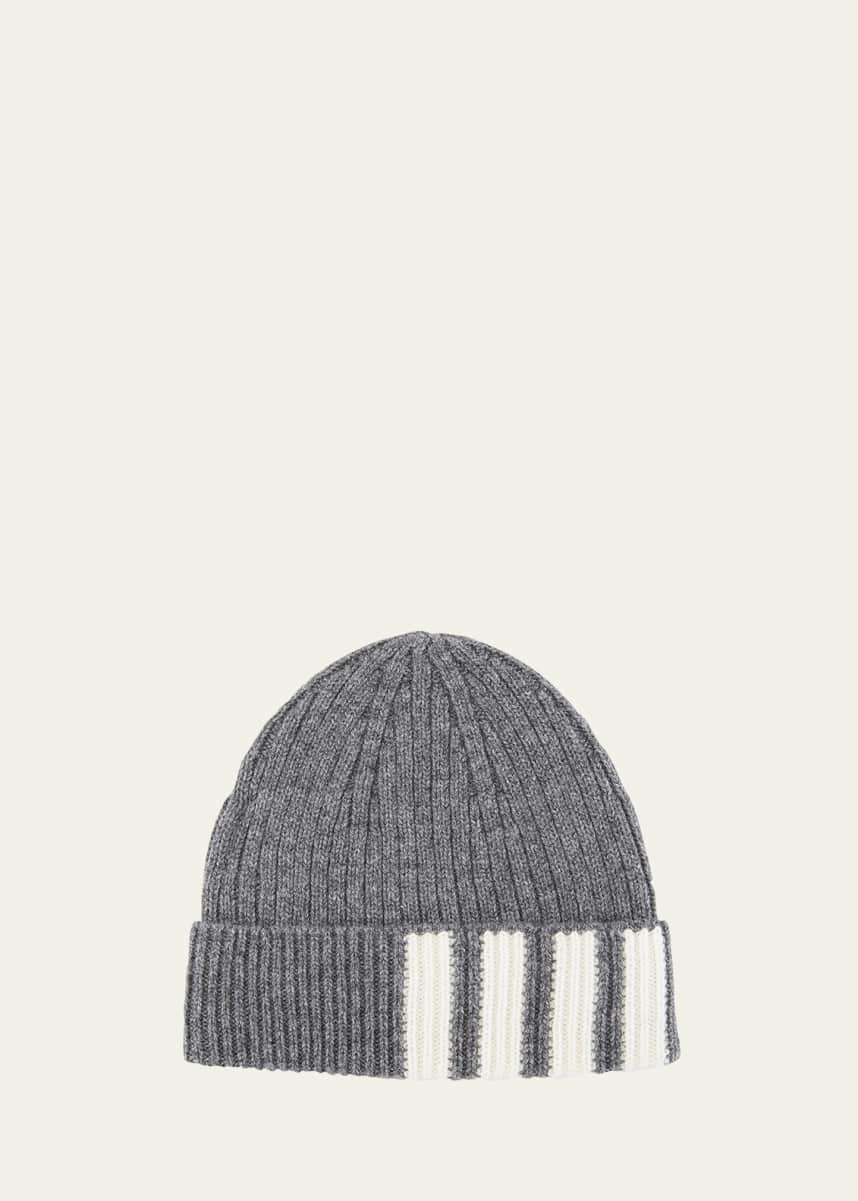Thom Browne Men's Cashmere 4-Bar Beanie Hat
