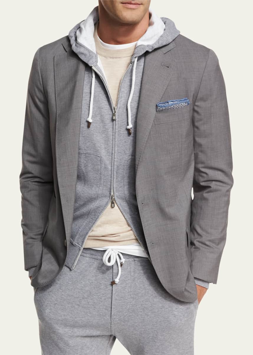 Brunello Cucinelli Men's Super 150s Lightweight Wool and Silk Blazer