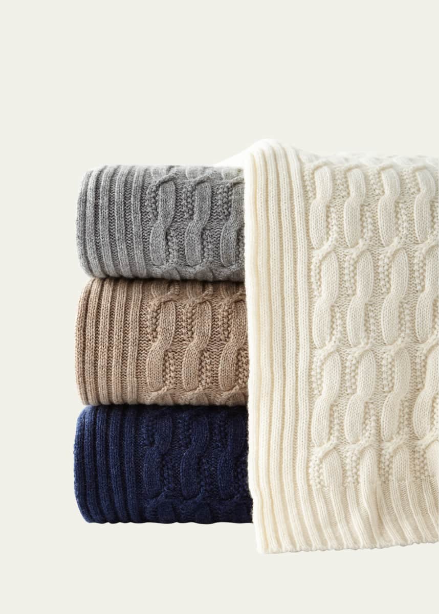 Sofia Cashmere Seed-Stitch Cable Throw