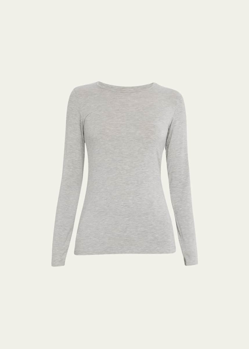 Majestic Filatures Soft Touch Flat-Edge Long-Sleeve Crewneck Top