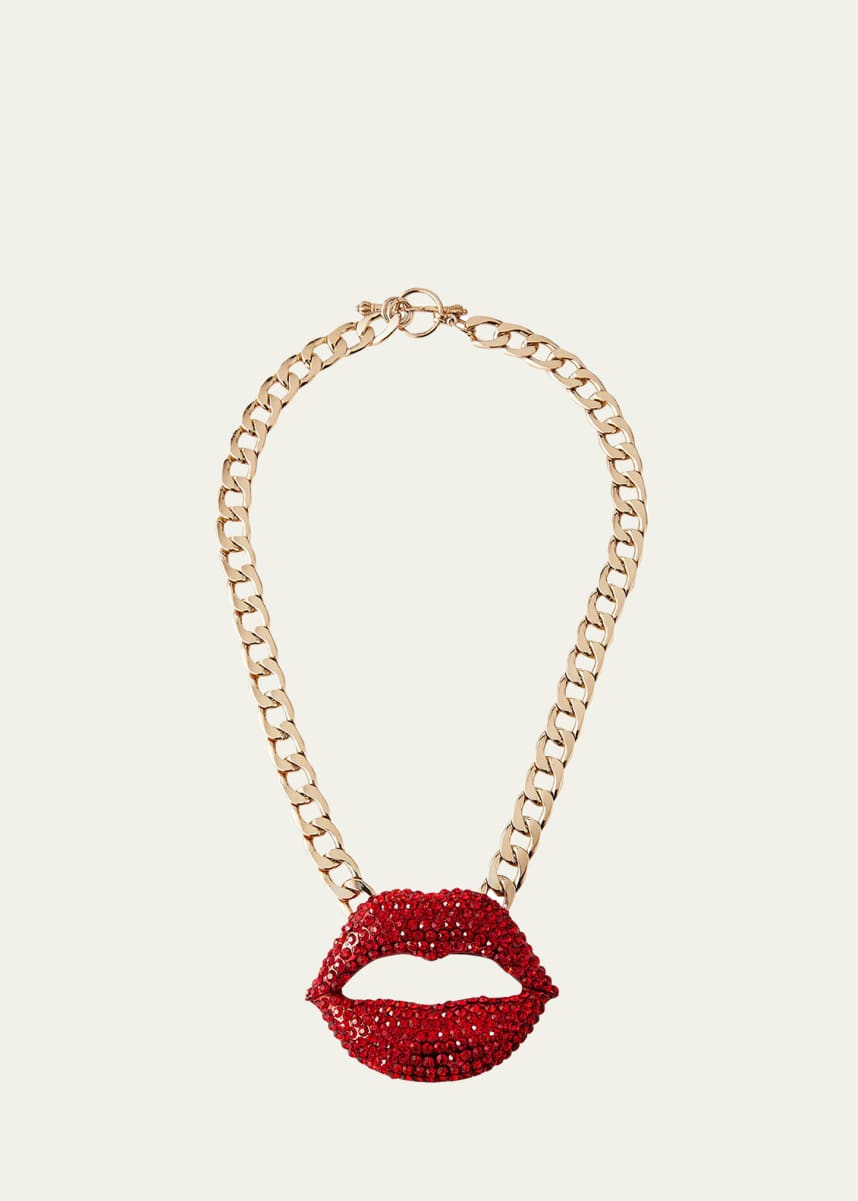 Linda's at BG Faceted Crystal Lips Statement Necklace