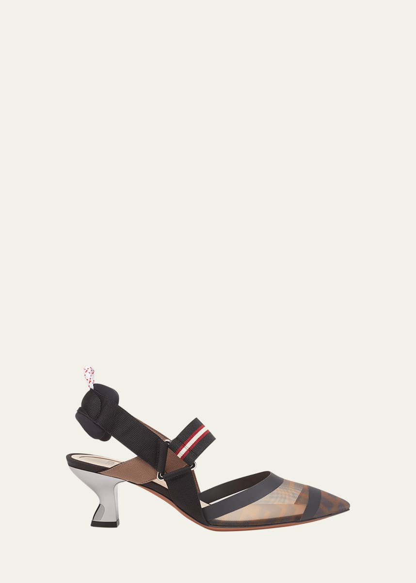 Fendi Colibri Runway Mesh FF Slingback Pumps