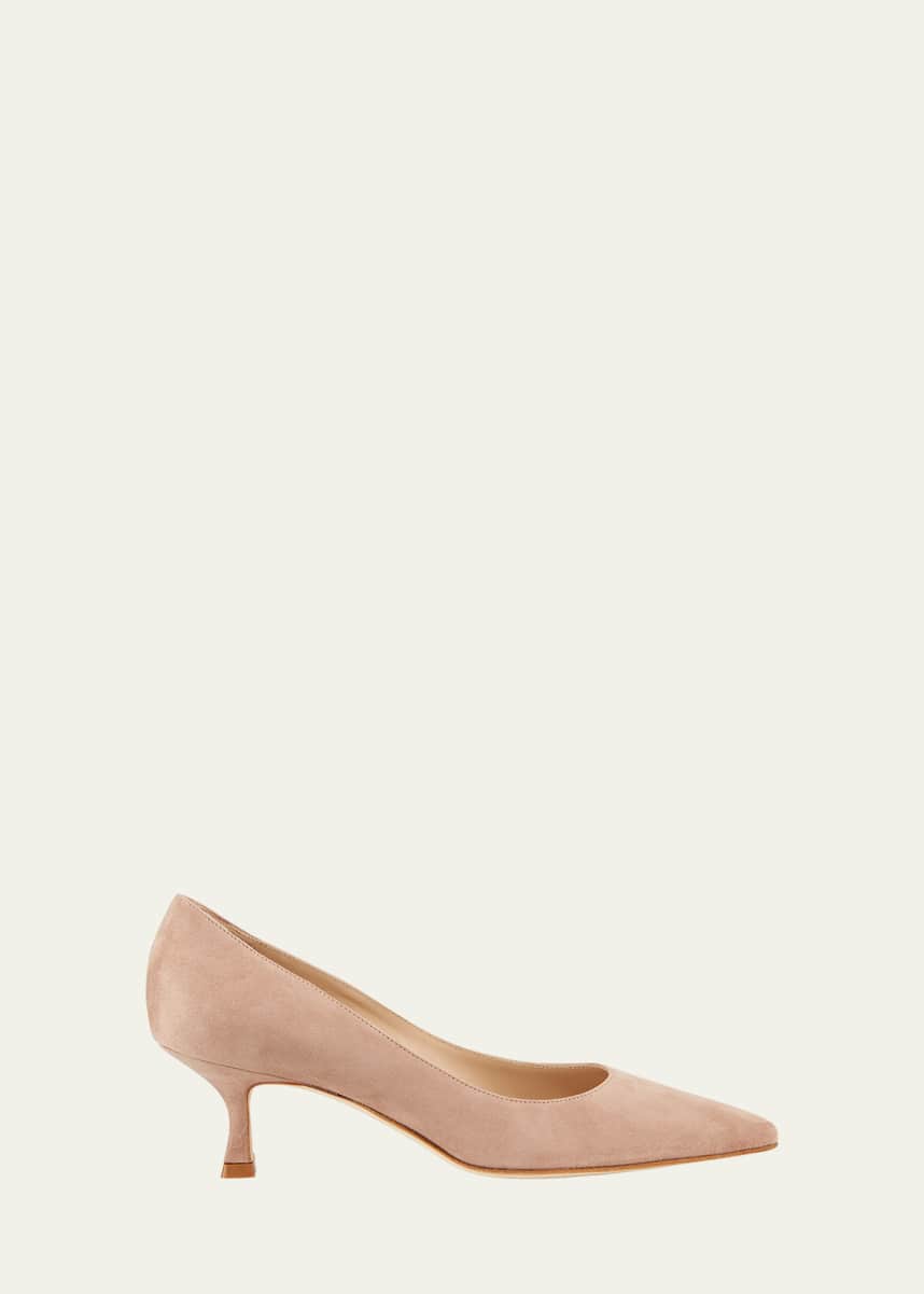 Manolo Blahnik Srila Suede Low-Heel Pump