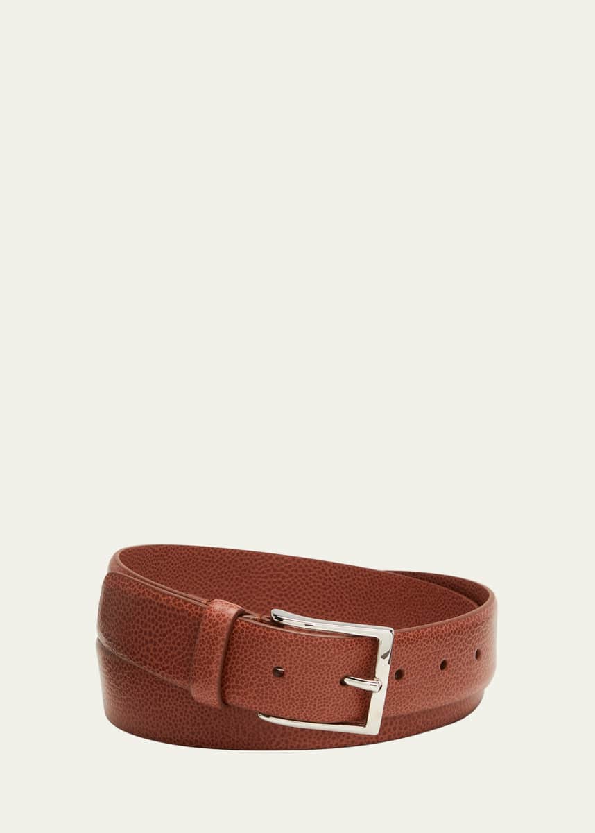 Simonnot Godard Men's Galuchat Grained Leather Belt, 35mm