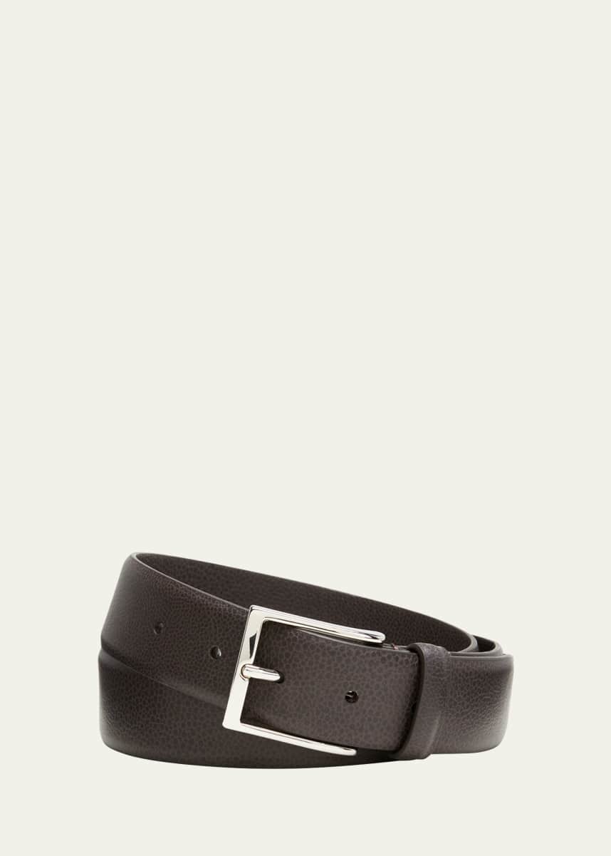 Simonnot Godard Men's Galuchat Grained Leather Belt, 35mm