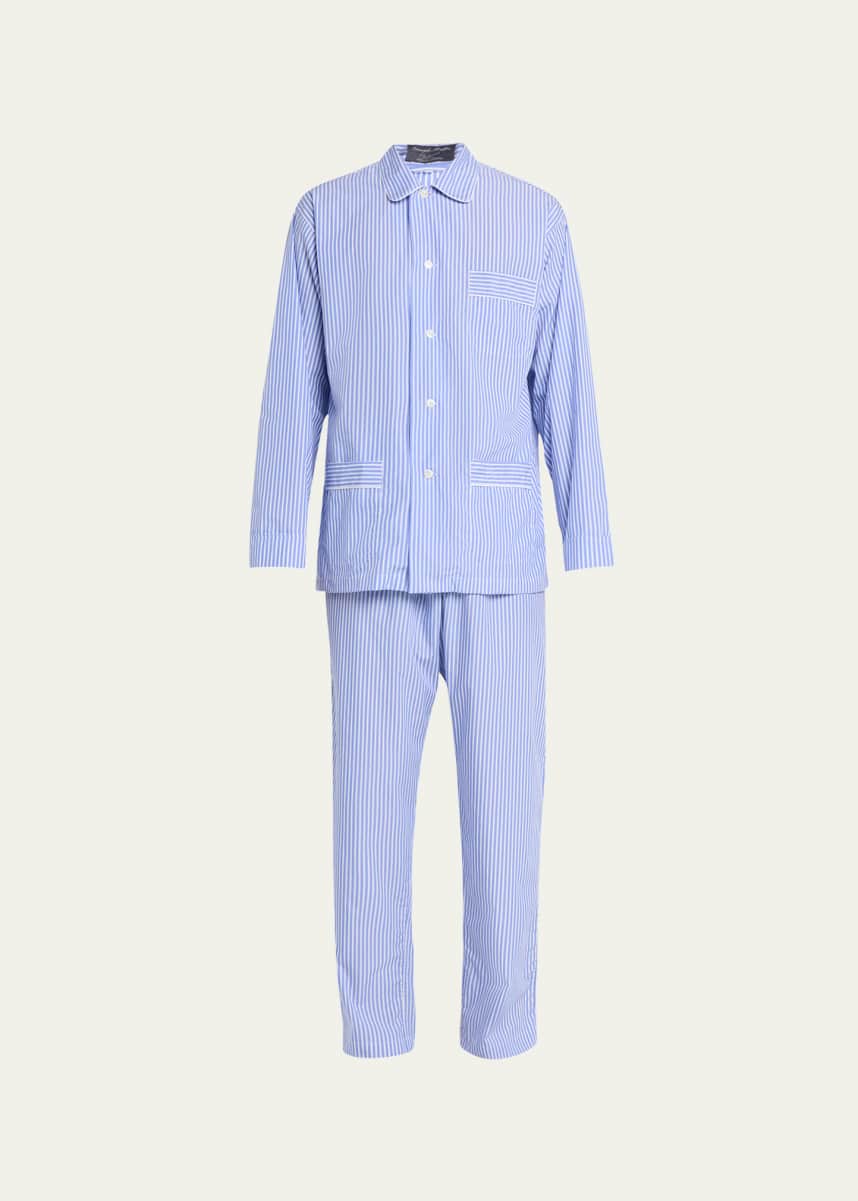 Emanuele Maffeis Men's Oscar Cotton Stripe Long Pajama Set