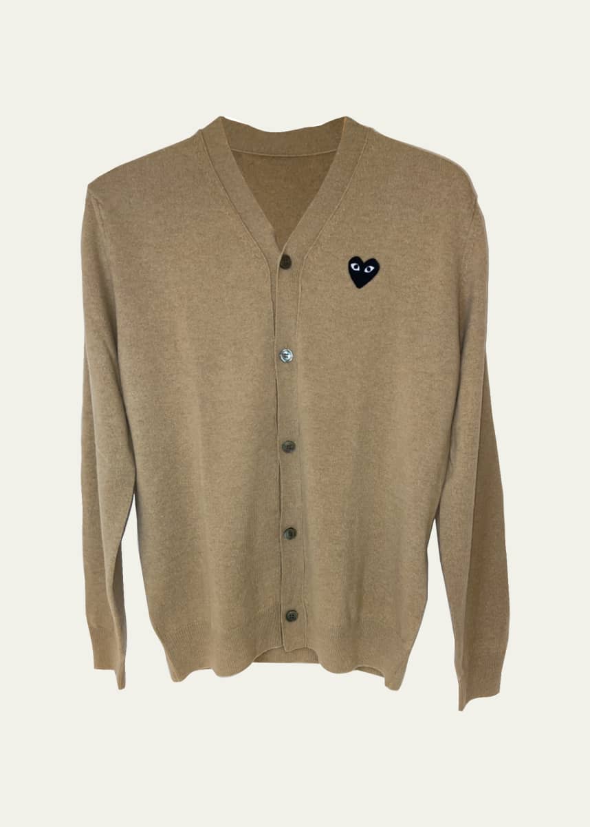 Comme des Garcons Men's Small Black Heart Cardigan Sweater