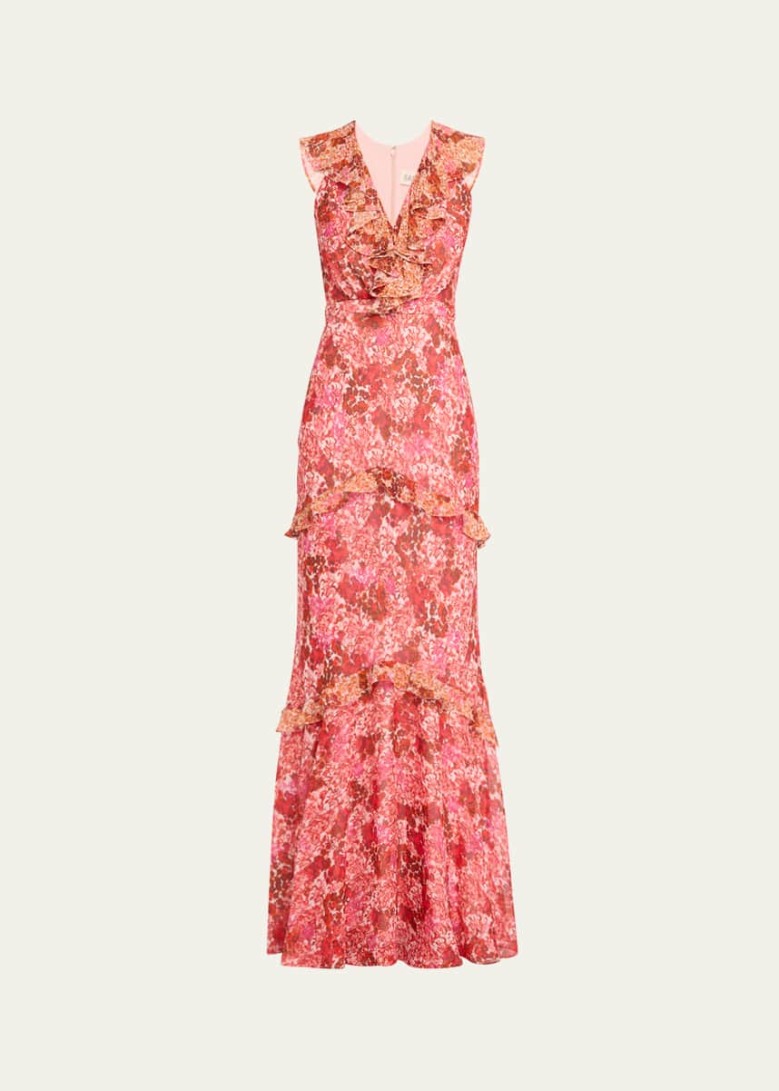 Saloni Rita Tiered Ruffle Cocktail Dress