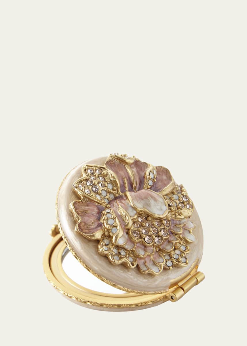 Jay Strongwater Boudoir Round Floral Compact