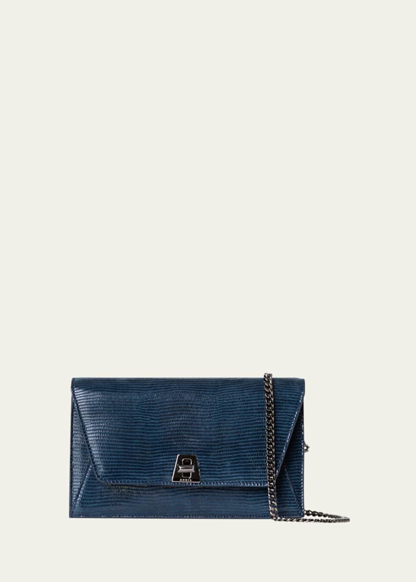 Akris Anouk Lizard-Print Clutch Bag w/ Chain