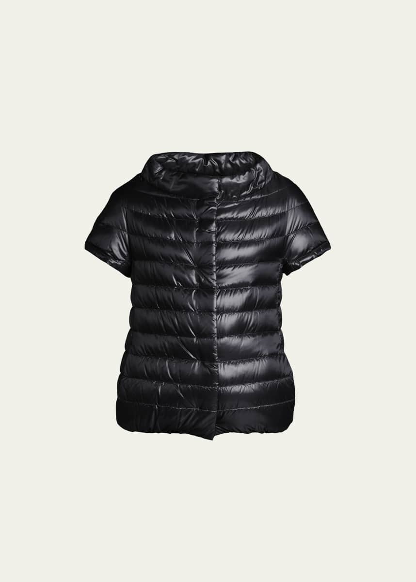 Herno Short-Sleeve Snap-Front Quilted Puffer Jacket