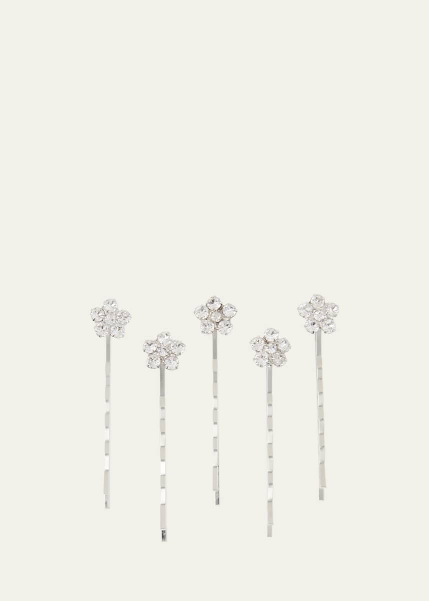 Jennifer Behr Violet Swarovski Crystal Floral Bobby Pins, Set of 5