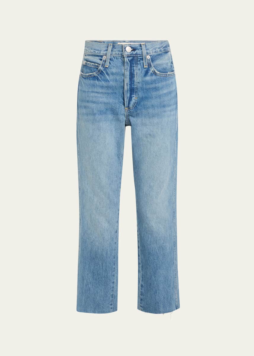 AMO Denim Loverboy High-Rise Cropped Jeans with Frayed Hem
