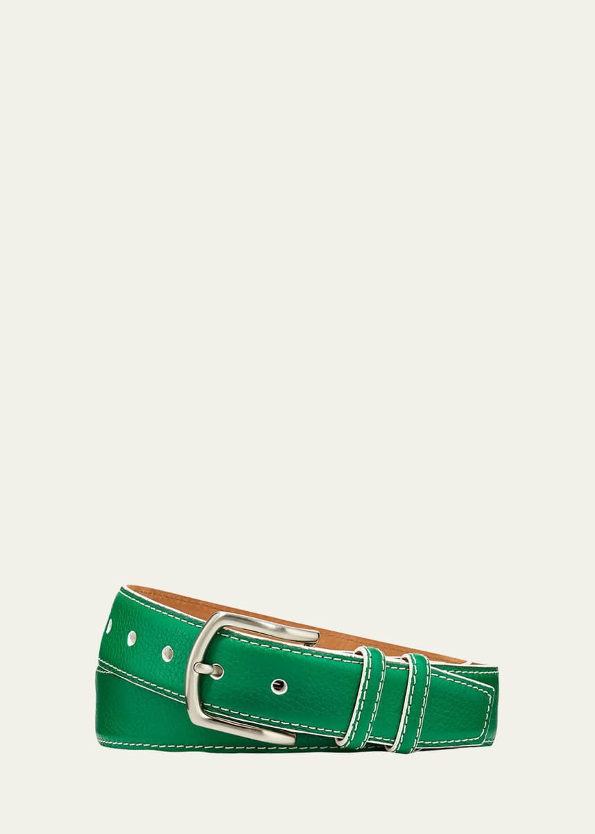 W. Kleinberg Men's South Beach Pebbled Leather Belt