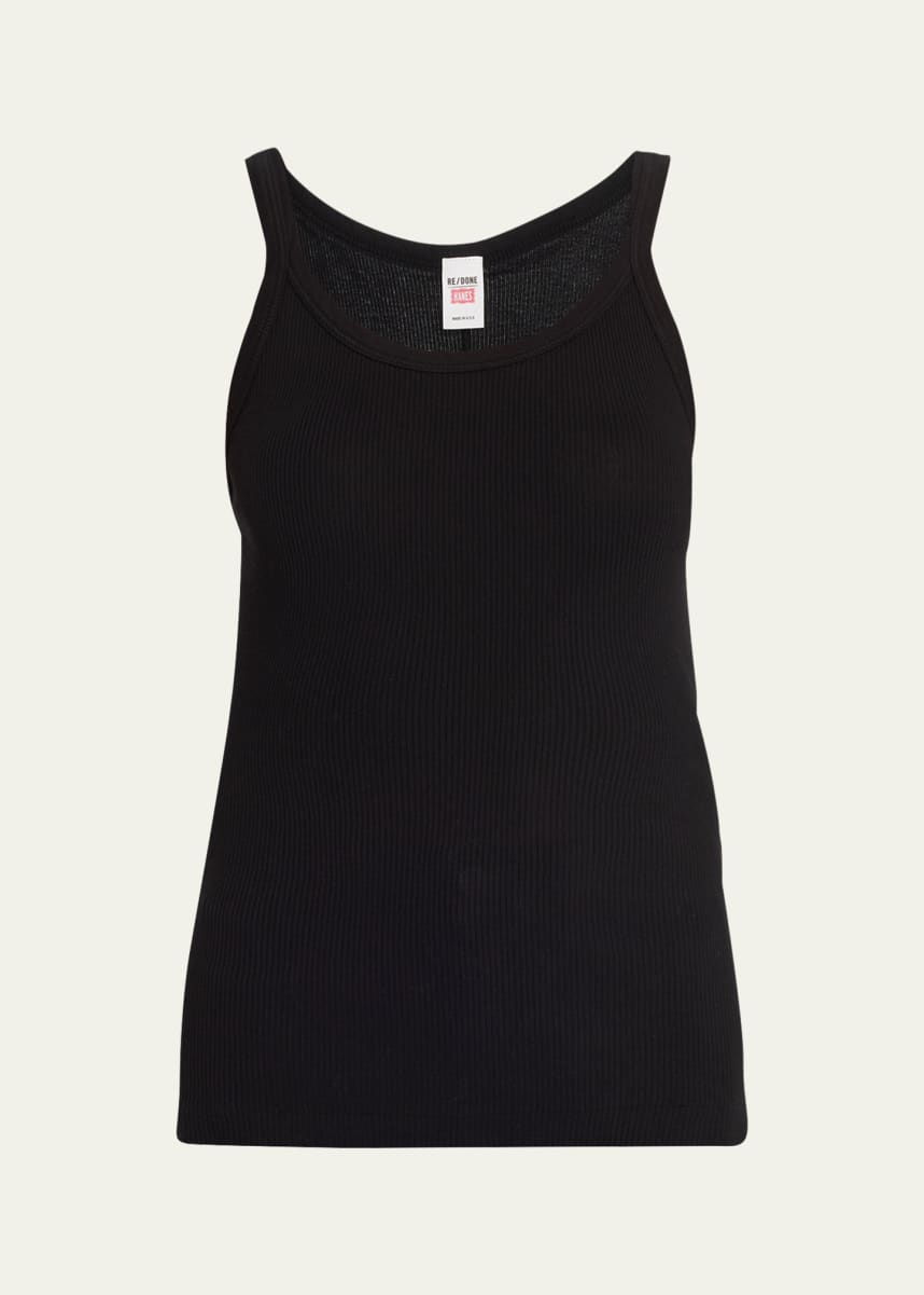RE/DONE Ribbed Scoop-Neck Fitted Tank