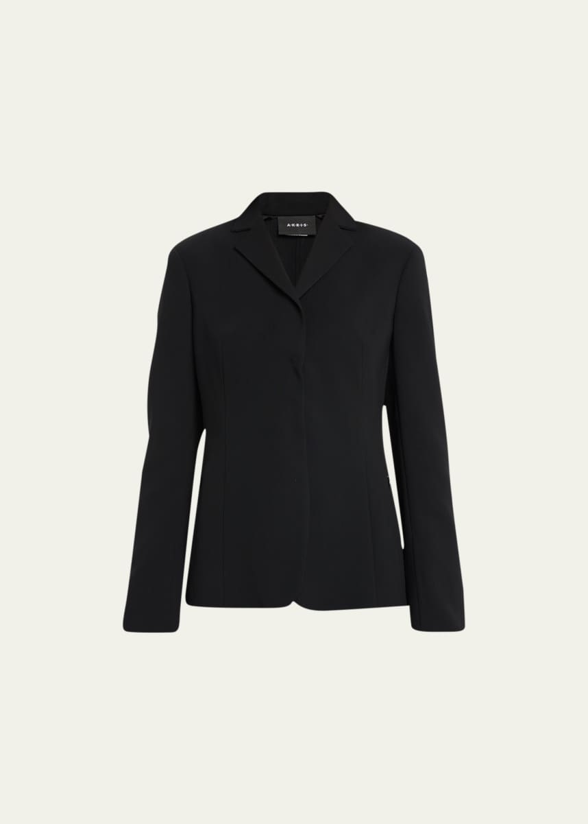 Akris Leather-Collar Wool Jacket