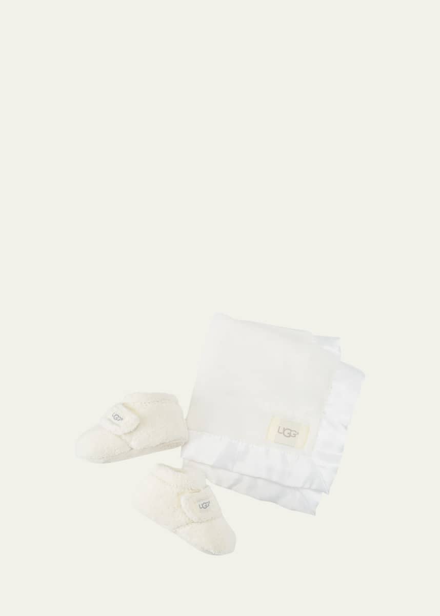 UGG Girl's Bixbee Booties & Lovey Baby Blanket Set