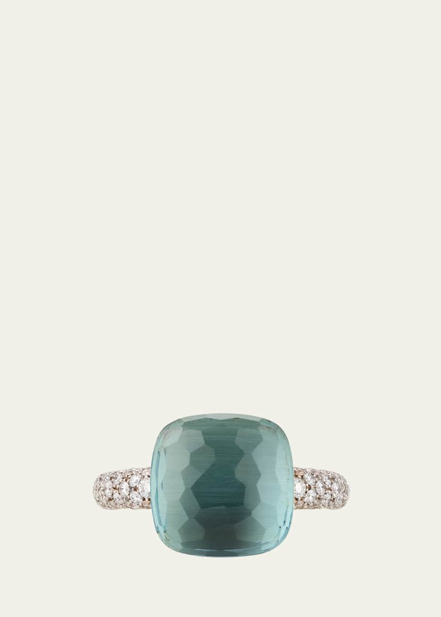 Pomellato Nudo Grande Rose Gold & Blue Topaz Diamond Ring