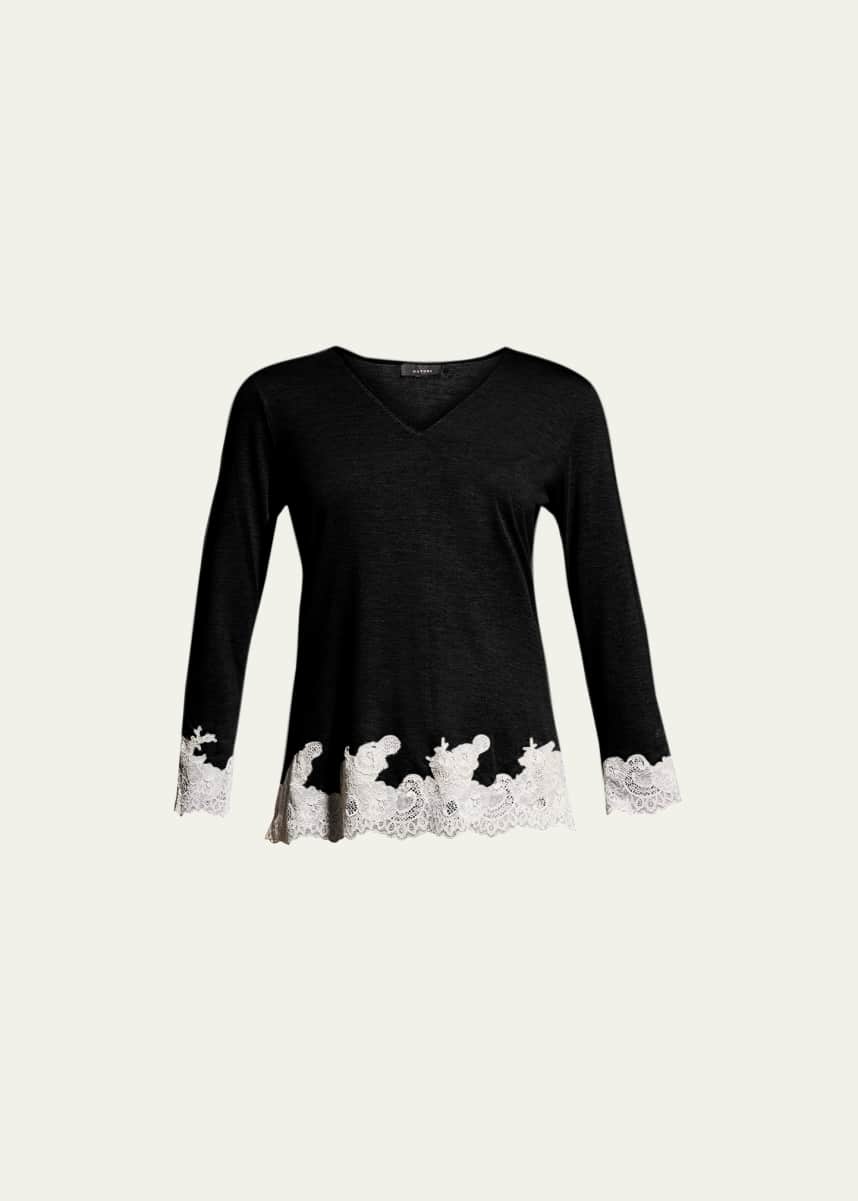 Natori Shangri La Luxe Lace-Trim Pajama Set