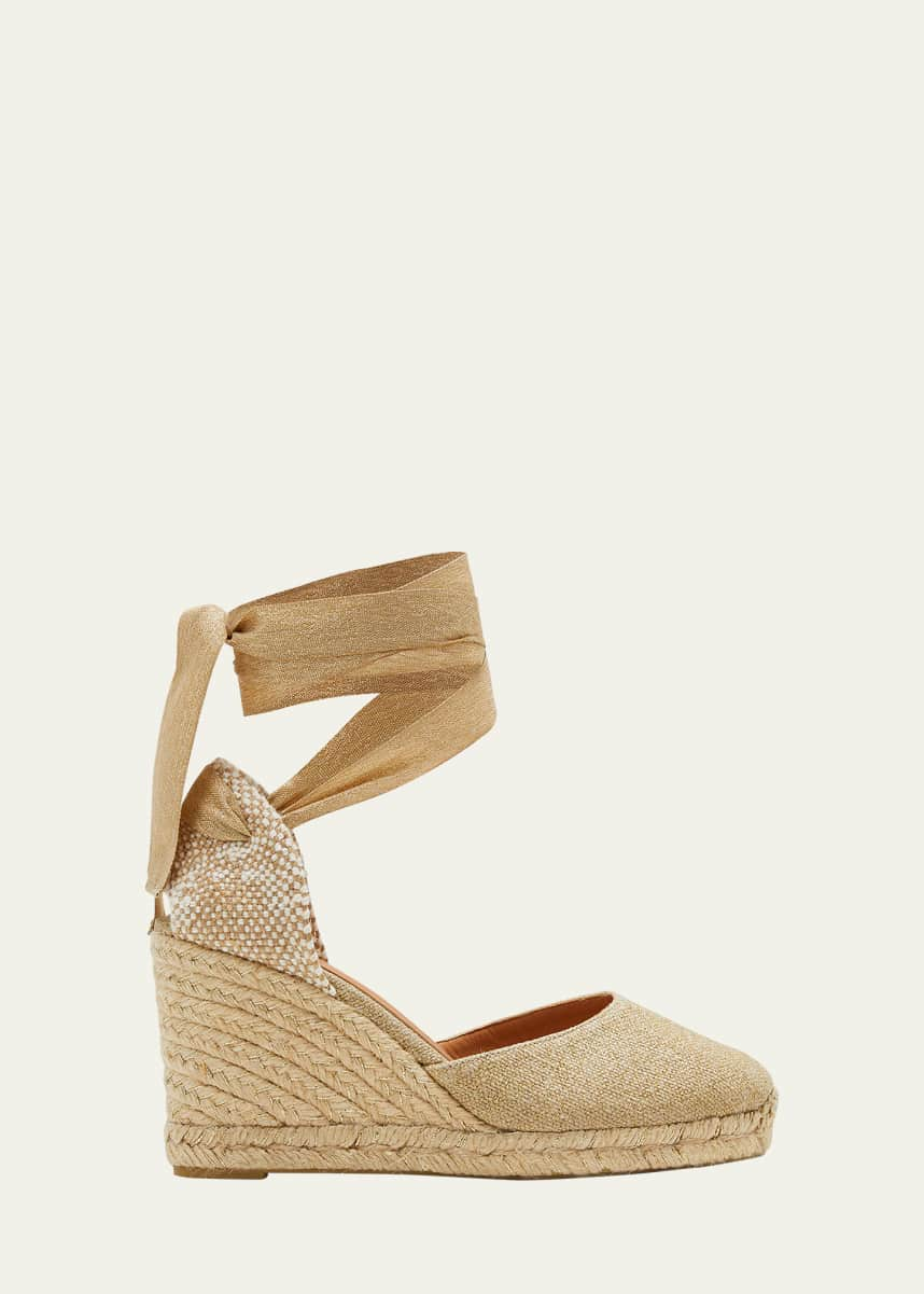 Castaner Carina Linen Wedge Espadrille Sandals